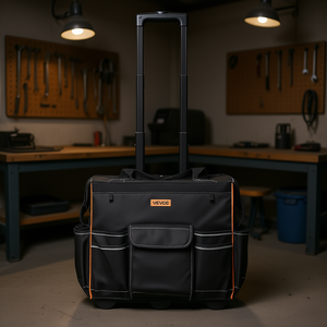 Sac à outils roulant Vevor, 25 poches, poignée télescopique, robuste, imperméable, capacité de 200 lb, rangement universel pour outils - Product Image 2