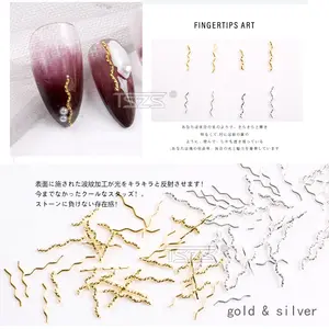 TSZS 2020 Dekorasi Seni Kuku Gaya Jepang, Aksesori Perhiasan Kuku DIY Riak Air Logam