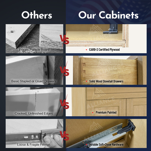 White Oak Kitchen Cabinets Solid Wood | Custom Kitchen Cabinets White Oak | Made To Order Kitchen Cabinets For Home Builders - Product Image 2