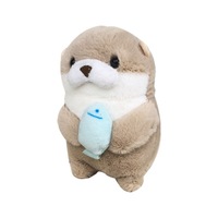 Porte-clés loutre en coton créatif, jouet en peluche pour sacs et poupées, couleur rouge