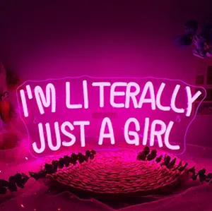 Panneau néon « I'M Literally Just a Girl » en rose, panneau LED néon pour décoration murale - Product Image 1