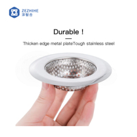 Crépine de lavabo en acier inoxydable à large bord, filtre de vidange perforé, piège à déchets alimentaires pour cuisine