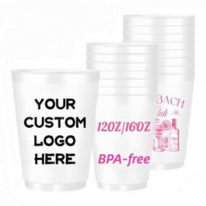 Vasos de Agua de Plástico Esmerilado de 16oz/12oz con Diseños de Logotipo Personalizados, Vasos Reutilizables Libres de BPA, Ideales para Fiestas y Eventos - Product Image 1