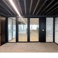 New Modern Office Partition Wall Environment Wooden and Glass Partition Wall Swing or Sliding Door Options