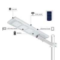 Lampadaire Led solaire intégré en aluminium, 100/150/200/250W, haut de gamme, étanche IP65, lampe d'extérieur