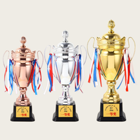 Coupe de trophée de couleur personnalisée de 43.5cm à 60cm avec impression de base noire de haute qualité et grande tasse de trophée de football populaire plaquée