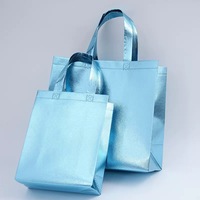 Sacs d'épicerie réutilisables pliables en PP non tissé avec poignée longue, motif géométrique argenté brillant et or rose, pour le shopping