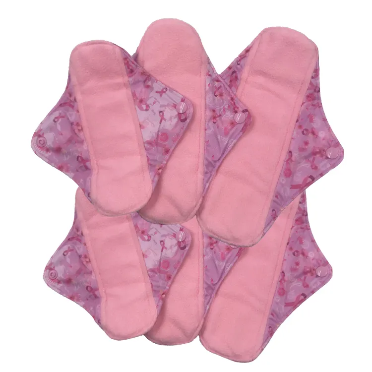 Women Use Recycle Cloth Menstrual Pad Bamboo Pink Set 3Units Ladies Sanitary Pads Day And Night Use
