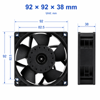 Ventilateur DC haute vitesse 9238 12V 4.5A Delta PFR0912XHE 92mm, ventilateur de refroidissement puissant à double roulement à billes pour rack de serveur et usage industriel