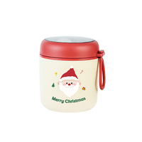 Cadeau de Noël Boîte à lunch 304 Acier inoxydable Santa Hot Food Thermos Vide Soupe Conteneur Pot de nourriture avec cuillère et sac isolé
