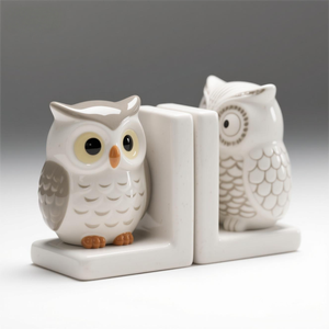 Par <span class=keywords><strong>de</strong></span> sujetalibros <span class=keywords><strong>de</strong></span> cerámica con forma <span class=keywords><strong>de</strong></span> búho. Diseño Personalizado Pintado a Mano en 3D, Resistente y Decorativo para Estanterías, Oficinas y <span class=keywords><strong>Bibliotecas</strong></span>. - Product Image 1