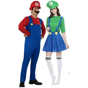 Adulto masculino y femenino 4 estilos Super Marios ropa para Cosplay disfraz conjunto Halloween Cosplay Marios adulto Cosplay disfraz