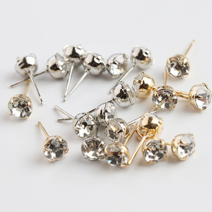 <b>Crystal</b> <b>Stud</b> <b>Earrings</b> Ball Shape Claw Setting 28K Gold White 16K Gold Silver Everyday Wear DIY Jewelry Accessories - Product Image 1