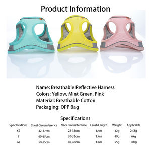 ペットハーネス通気性反射コットン猫と犬のための耐久性と環境に優しいファッションかわいいスタイル毎日の使用 - Product Image 6