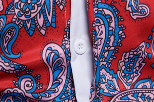 Chemises pour hommes à imprimé floral Paisley, coupe slim, neuves, <span class=keywords><strong>chemise</strong></span> rouge décontractée pour hommes, streetwear, <span class=keywords><strong>chemise</strong></span> sociale, hauts pour hommes - Product Image 3