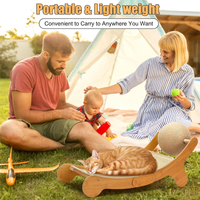 Chaise de plage miniature 3-en-1 pour chats en bois à prix abordable, avec griffoir et hamac