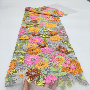 Đầy Màu Sắc <span class=keywords><strong>Sequin</strong></span> Pháp Ren Vải Hoa Thân Thiện Với Môi <span class=keywords><strong>100</strong></span>% <span class=keywords><strong>Polyester</strong></span> Thời Trang Của Phụ Nữ Wedding Dresses Evening Gowns Bead - Product Image 4