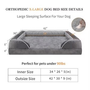 Suppliers Custom Gray Velvet Rectangle Orthopedic <b>Dog</b> <b>Bed</b> Outdoor Travel Memory Foam 4 Sided Pillow Pet <b>Bed</b> for <b>Medium</b> <b>Dog</b> - Product Image 6