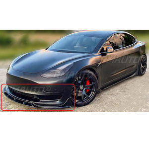Protector de Parachoques Delantero para Tesla Model 3 2017-2023, Estilo Performance, Alerón, Cubierta, Acabado Brillante, Aspecto de Fibra de Carbono Negro - Product Image 3