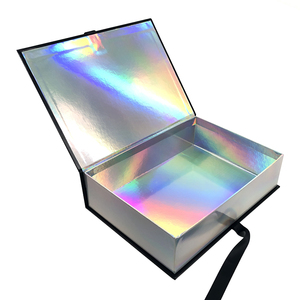 Luxury Custom holographic Unique Magnetic Foldable Black Bridesmaid box Wedding Paper Cardboard Cosmetic Gift Packaging Box