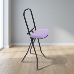Chaise de repassage pliante ergonomique compacte à 3 niveaux Kanat, cadre en acier thermolaqué, housse en coton et polyester compatible vapeur, pour salle de bain - Product Image 3