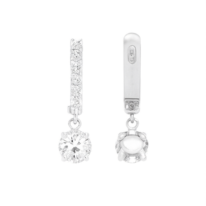 Orecchini in Oro Bianco con Diamanti Taglio Brillante Rotondo Colore D Naturali Gioielli Classici da Donna per Fidanzamento - Product Image 1