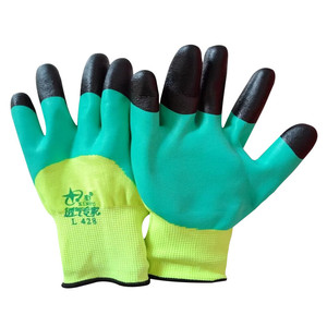 Guantes Cómodos, Resistentes a la Abrasión, Antideslizantes, Xingyu L428, Transpirables, con Puño de Punto Recubierto de Látex, 24CM, Verde y Azul, Personalizables - Product Image 3