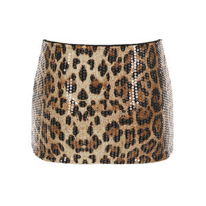 Vestido Mini de Otoño con Lentejuelas Brillantes y Estampado de Leopardo, Transpirable, Cintura Natural, Sexy, Ajustado, Tipo Tubo, con Vendaje, para la Noche - Product Image 6