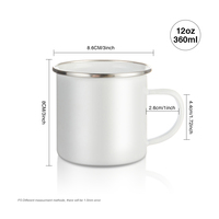 Taza Esmaltada Clásica Personalizada PYD Life de 12oz, Taza de Metal para Camping con Borde de Acero Inoxidable para el Día de Navidad