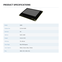 Modul Layar OLED 2 4 Inci I2C Layar Kontras Tinggi Daya Rendah 3 3V 5V untuk Dasbor Sensor Arduino