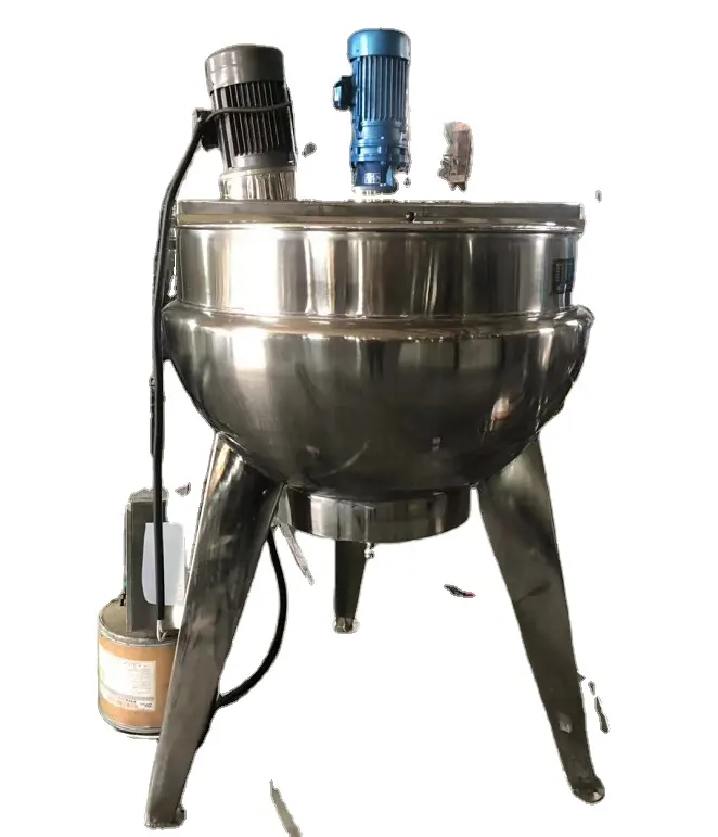 Mikser ve homojenleştirici ile 500 litre dikey karıştırma tankı elektrikli buhar ısıtma ceketli pişirme su ısıtıcısı