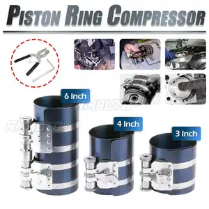 Alat pemasang cincin kompresor mesin mobil, 3 ''6'' dengan tali penjepit jenis Ratcheting 53mm-150mm pemasang