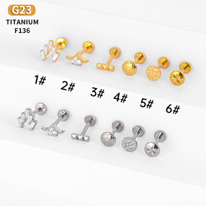Anneaux de labret à filetage interne en titane YW ASTM F136, piercings de lèvre monore, barres de piercing de lèvre, bijoux - Product Image 1