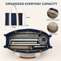 Sac fourre-tout en toile pratique de 16 oz, grande capacité, poignée confortable, tissu durable, expédition rapide pour le travail quotidien et les courses