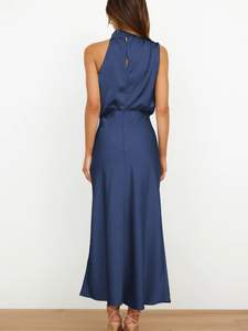 2025 весна/лето Лидер продаж Новое высококачественное атласное платье без рукавов Европейская и американская мода элегантное светское вечернее платье - Product Image 2