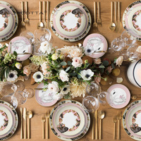 Ensemble de vaisselle en porcelaine fine sur le thème du cygne romantique Gold Rim de haute qualité et magnifiquement conçu