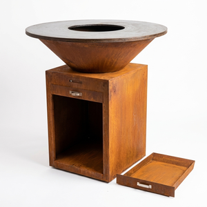 Parrilla de barbacoa <span class=keywords><strong>minimalista</strong></span> de acero Corten para exteriores, brasero de cocina de acero resistente a la intemperie, barbacoa de madera para jardín, parrilla metálica de alta resistencia - Product Image 1