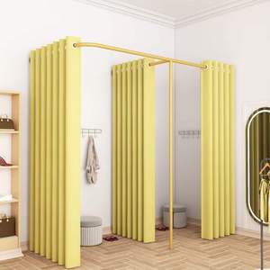 Probador de ropa portátil de metal dorado con cortinas para tienda de ropa y salón de belleza, diseño ampliado - Product Image 1