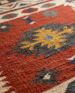 Red Southwestern Area <b>Rug</b> | Handmade Wool Jute Tribal Geometric <b>Boho</b> Carpet for Farmhouse Living Room Bedroom Hallway Entryway - Product Image 4