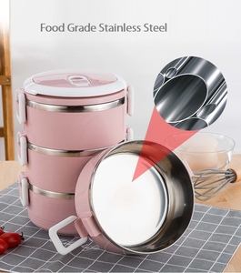 เบนโตะกล่องข้าวสแตนเลสขนาดเล็ก3ชั้นแบบพกพากล่องอาหารกลางวันหลากสีเก็บอุณหภูมิสุญญากาศ - Product Image 5