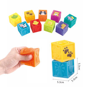 9 pièces jouets souples pour bébés Cubes colorés bébés sensoriels Montessori jouets imbriqués empilables blocs de construction - Product Image 4
