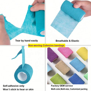 Gran oferta, vendaje autoadhesivo, vendaje Atlético elástico, vendaje cohesivo, calcetín <span class=keywords><strong>de</strong></span> fútbol, cinta cohesiva no tejida para juegos <span class=keywords><strong>de</strong></span> fútbol - Product Image 2