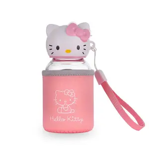 Cup وصل حديثًا زجاجة شرب يابانية منتجات صيفية زجاجة ماء زجاجية من hello cat