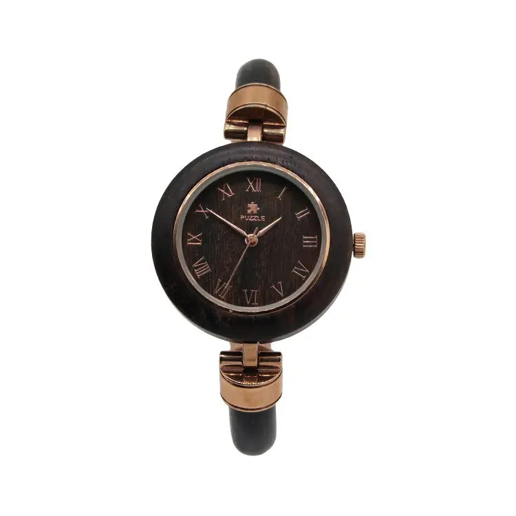 Luxurious Natural Sandalwood Ladies Watches Wooden Bangle Style Wrist Watch