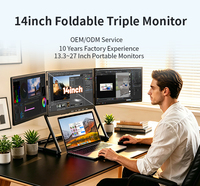Écrans triples populaires pour ordinateur portable, extension d'écran 14 pouces FHD IPS, boîtier en alliage d'aluminium pour les voyages et les affaires, compatible Windows et Mac