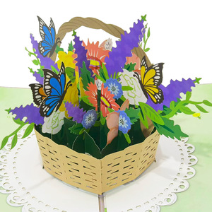 Biglietto d'Auguri 3D <span class=keywords><strong>Pop</strong></span>-up Fatto a Mano con Carta Speciale, Design Moderno con Albero d'Acero e Cesto di Fiori per San Valentino, Compleanno, Festa degli Insegnanti - Product Image 4
