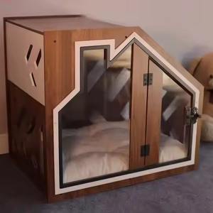 Modernes und modisches hölzernes Haustier haus für Hunde und Katzen mit einem stilvollen Familienhundezwinger-Design. - Product Image 4