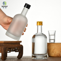 Botol Minuman Keras Kaca Transparan Bulat 50ml hingga 1000ml, Tutup Sekrup Logam Rapat untuk Penyimpanan Spirit, Gin, Anggur Buatan Sendiri