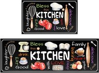 Print Washable Kitchen Rugs Set 2 Piece Rugs Runner Set Waterproof Kitchen Floor Door Mat Non-Slip Kitchen Mats for Home