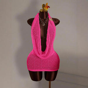 Nuovo Abito Estivo <span class=keywords><strong>Sexy</strong></span> Senza Schienale in Maglia, Vestito Corto Casual da Spiaggia per Ragazze, Abiti <span class=keywords><strong>Corti</strong></span> da Donna per Vacanze - Product Image 4